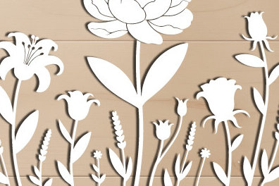 Σετ των 2 Intra απο ξύλο plywood 3mm-4mm πάχος – Ξύλινο Flower Garden Paper Cut 1590 Δίασταση  20x20 cm INTRAFABR-121927766