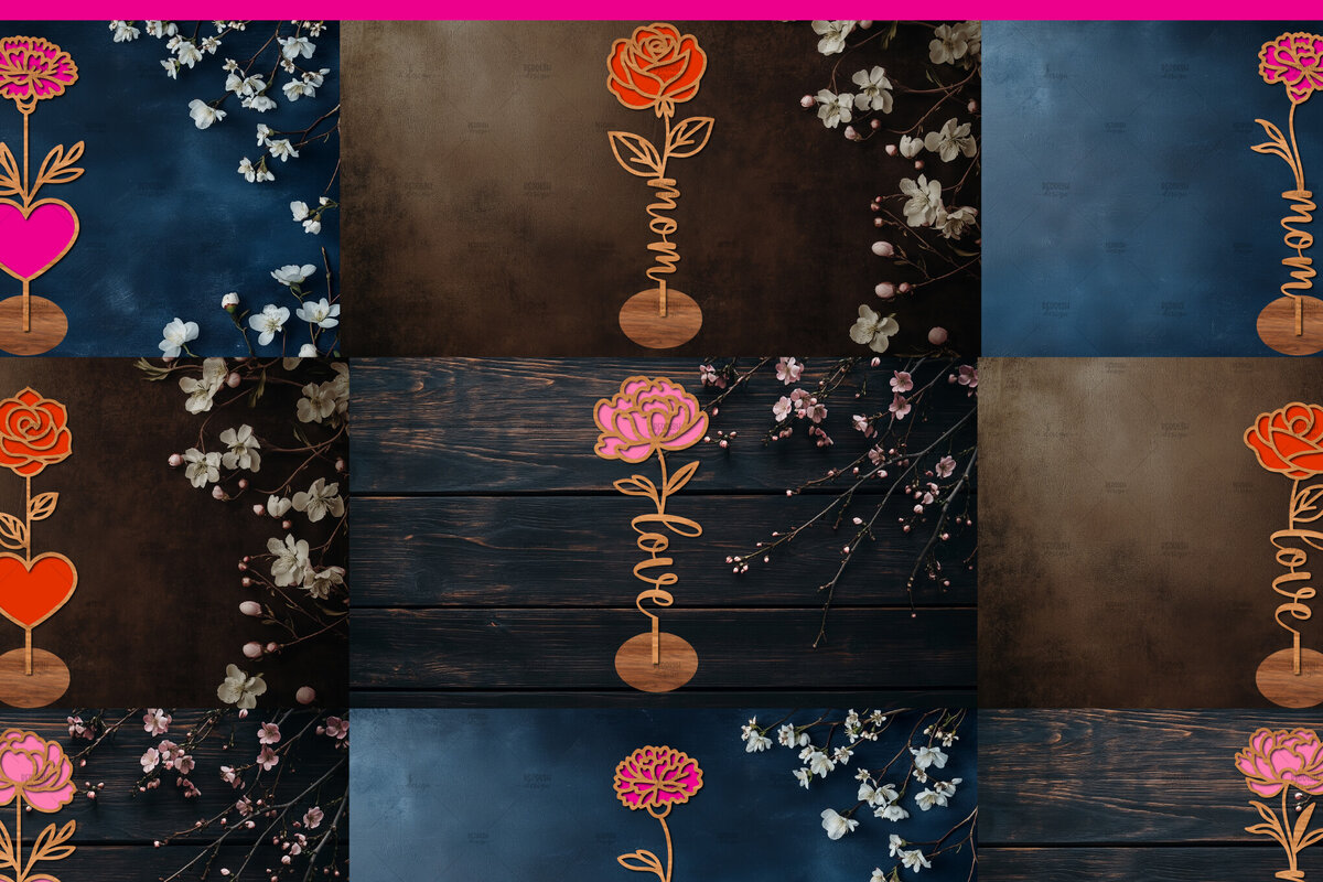 Σετ των 2 Intra απο ξύλο plywood 3mm-4mm πάχος – Ξύλινη βάση κοπής λουλουδιών με λέιζερ Δίασταση  20x20 cm INTRAFABR-114067203