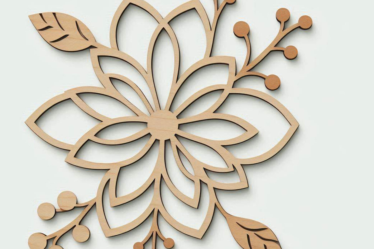 Σετ των 2 Intra απο ξύλο plywood 3mm-4mm πάχος – Ξύλινο λουλούδι με λέιζερ κομμένο αρχείο Δίασταση  20x20 cm INTRAFABR-118593749