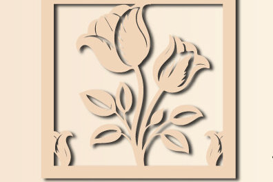 Σετ των 2 Intra απο ξύλο plywood 3mm-4mm πάχος – Ξύλινο λουλούδι Paper Cut 1580 Δίασταση  20x20 cm INTRAFABR-121706066