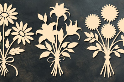 Σετ των 2 Intra απο ξύλο plywood 3mm-4mm πάχος – Ξύλινο λουλούδι Paper Cut Bundle 1638 Δίασταση  20x20 cm INTRAFABR-122864284