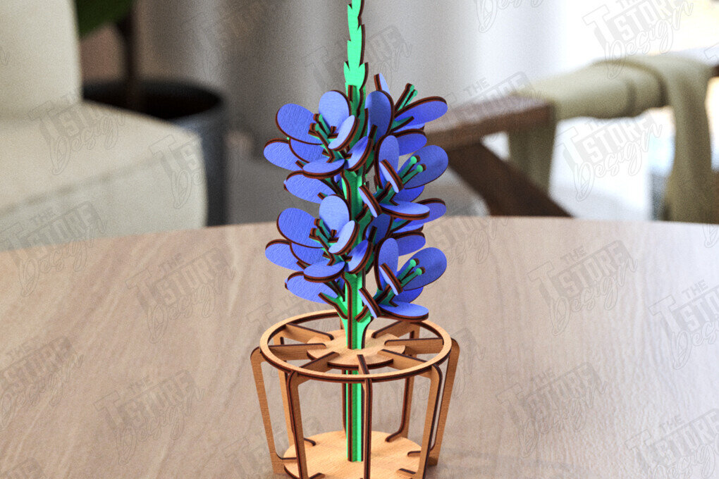 Σετ των 2 Intra απο ξύλο plywood 3mm-4mm πάχος – Ξύλινο λουλούδι με βάση |Eternal Flower Δίασταση  20x20 cm INTRAFABR-119609677