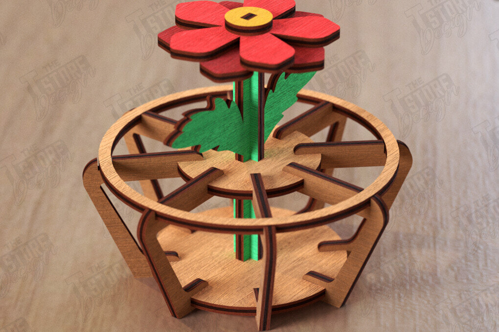 Σετ των 2 Intra απο ξύλο plywood 3mm-4mm πάχος – Ξύλινο λουλούδι με Δίασταση  20x20 cm INTRAFABR-119959409