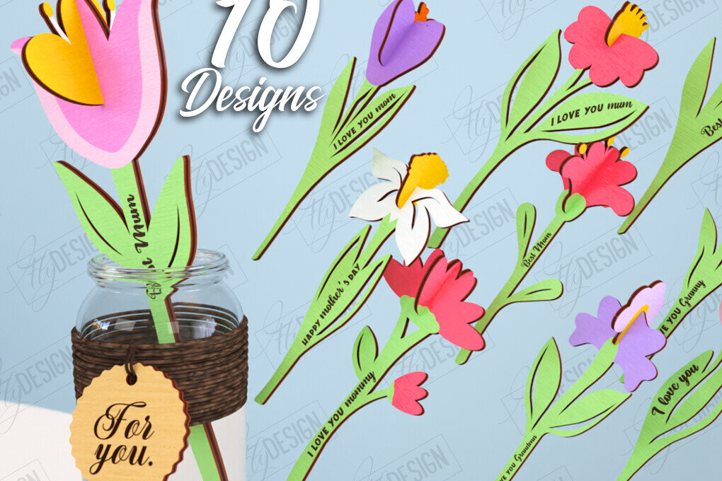 Σετ των 2 Intra απο ξύλο plywood 3mm-4mm πάχος – Ξύλινα λουλούδια | Αιώνια Λουλούδια Δίασταση  20x20 cm INTRAFABR-119252279