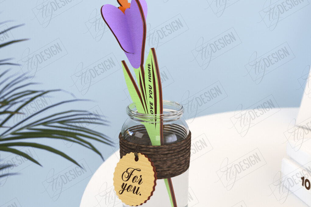 Σετ των 2 Intra απο ξύλο plywood 3mm-4mm πάχος – Ξύλινα Λουλούδια | Αιώνια Λουλούδια | CNC Δίασταση  20x20 cm INTRAFABR-119252235