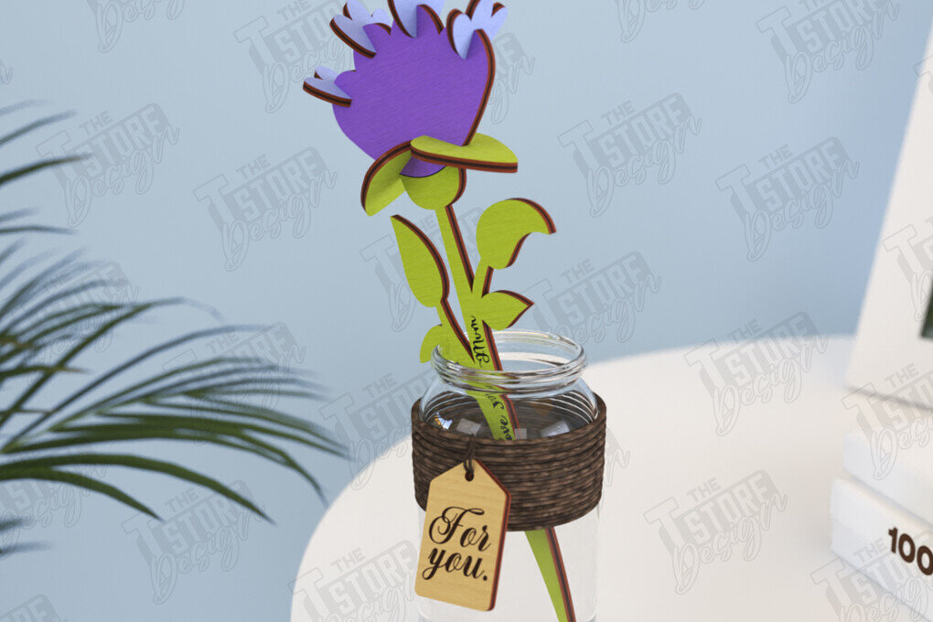 Σετ των 2 Intra απο ξύλο plywood 3mm-4mm πάχος – Ξύλινα Λουλούδια | Αιώνια Λουλούδια | CNC Δίασταση  20x20 cm INTRAFABR-119249724