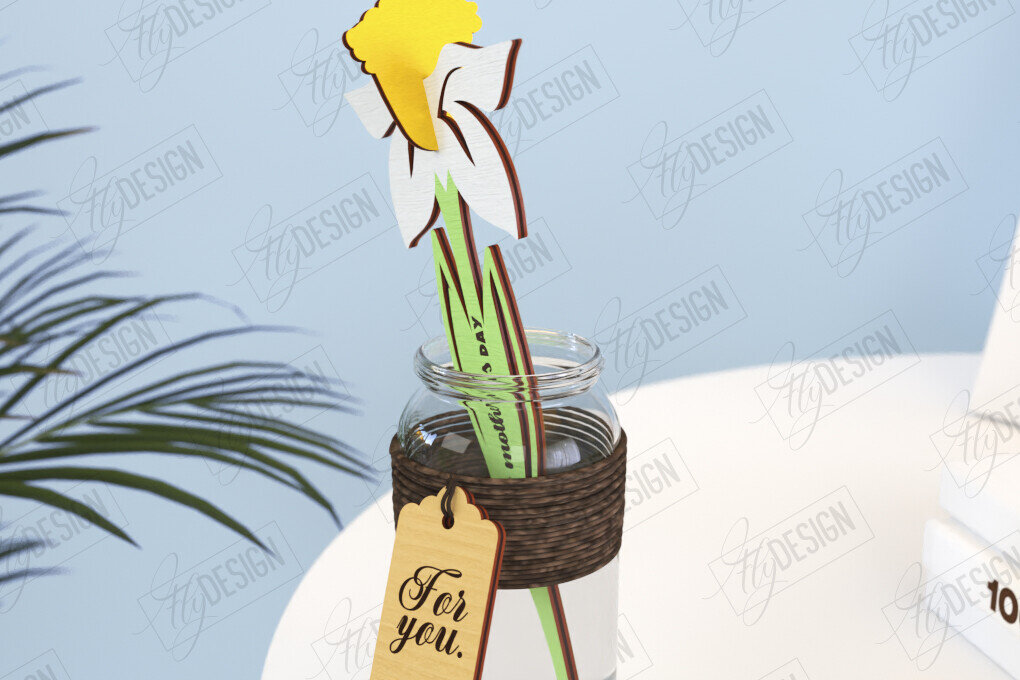 Σετ των 2 Intra απο ξύλο plywood 3mm-4mm πάχος – Ξύλινα Λουλούδια | Αιώνια Λουλούδια | CNC Δίασταση  20x20 cm INTRAFABR-119252224