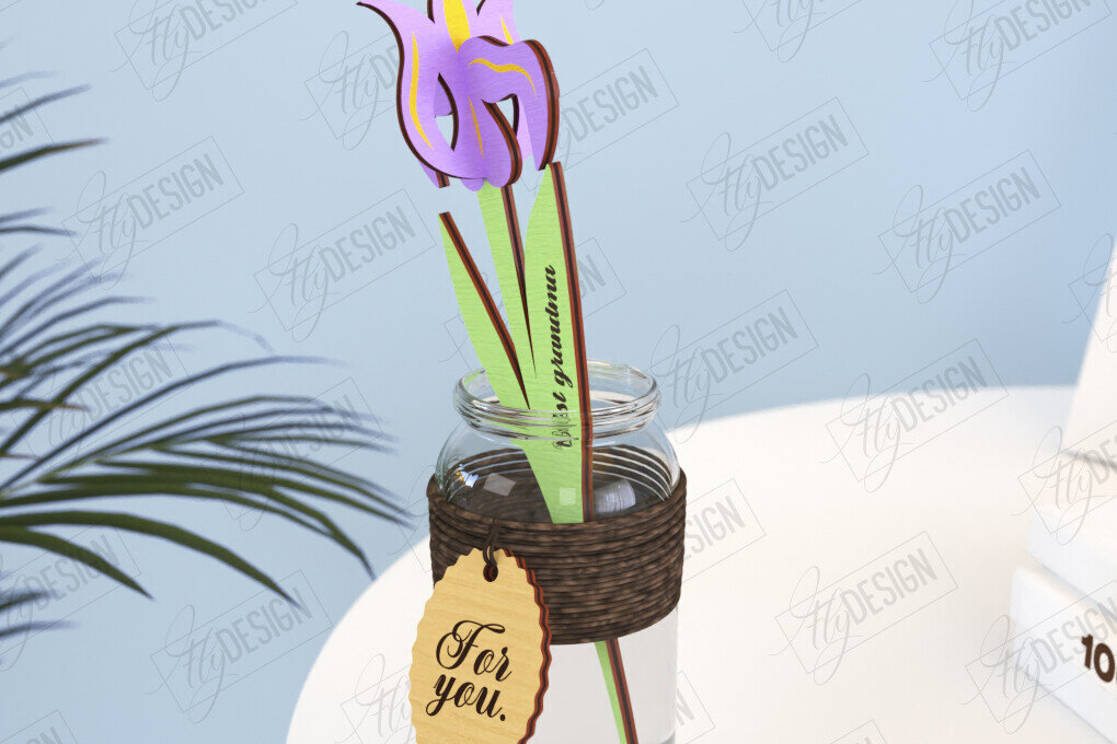 Σετ των 2 Intra απο ξύλο plywood 3mm-4mm πάχος – Ξύλινα Λουλούδια | Αιώνια Λουλούδια | CNC Δίασταση  20x20 cm INTRAFABR-119252226