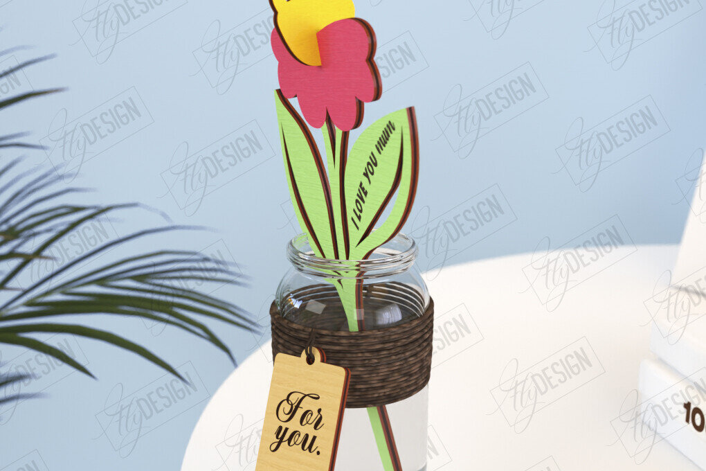 Σετ των 2 Intra απο ξύλο plywood 3mm-4mm πάχος – Ξύλινα Λουλούδια | Αιώνια Λουλούδια | CNC Δίασταση  20x20 cm INTRAFABR-119252231