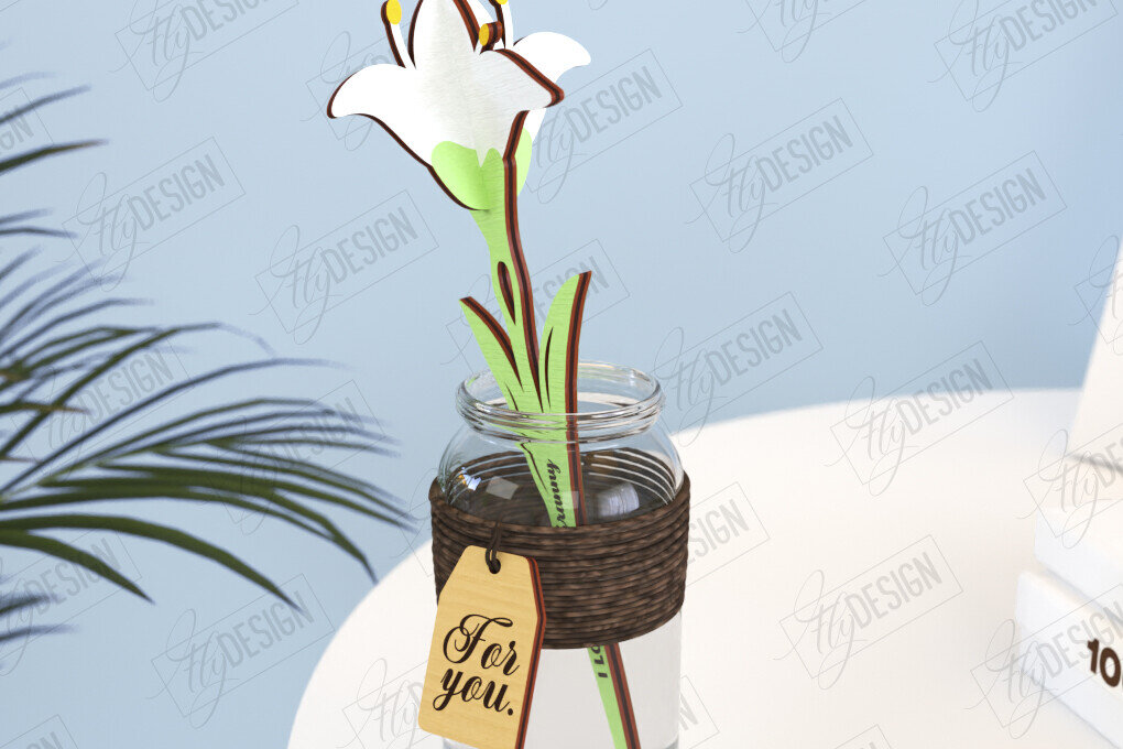 Σετ των 2 Intra απο ξύλο plywood 3mm-4mm πάχος – Ξύλινα Λουλούδια | Ξύλινο Μπουκέτο | Δώρο Δίασταση  20x20 cm INTRAFABR-119070000