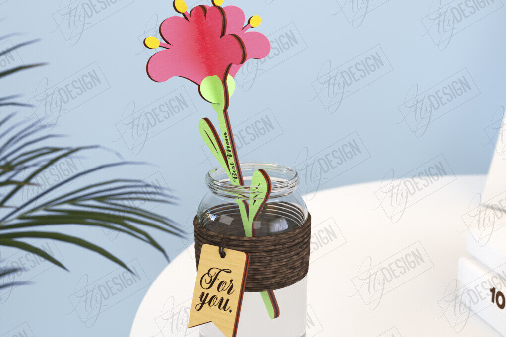 Σετ των 2 Intra απο ξύλο plywood 3mm-4mm πάχος – Ξύλινα Λουλούδια | Ξύλινο Μπουκέτο | Δώρο Δίασταση  20x20 cm INTRAFABR-119070007