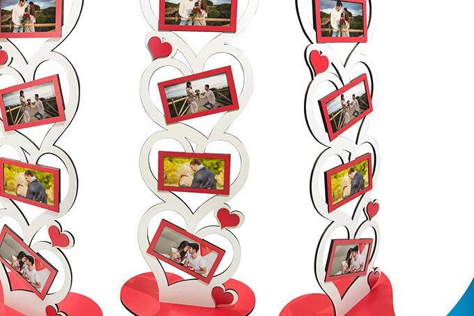 Σετ των 2 Intra απο ξύλο plywood 3mm-4mm πάχος – Κορνίζα καρδιών με υποστήριξη ξύλινου ποδιού Δίασταση  20x20 cm INTRAFABR-35440990