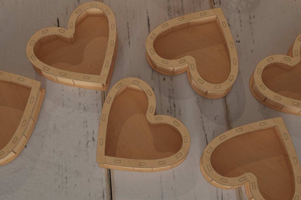 Σετ των 2 Intra απο ξύλο plywood 3mm-4mm πάχος – Ξύλινο κουτί δώρου-καρδιά 027 Δίασταση  20x20 cm INTRAFABR-117602812