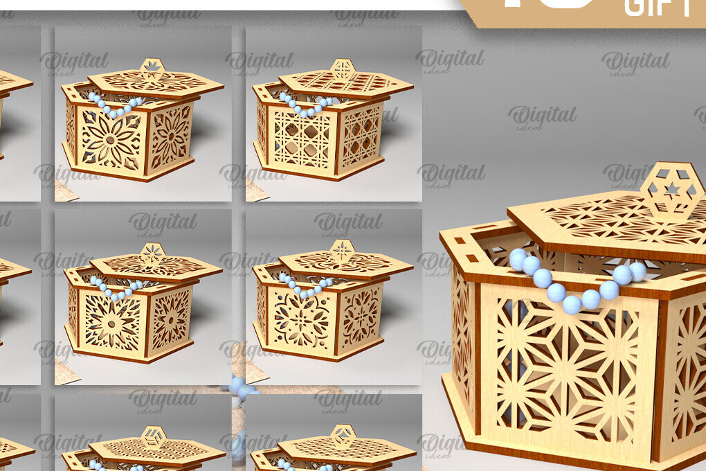 Σετ των 2 Intra απο ξύλο plywood 3mm-4mm πάχος – Ξύλινα κουτιά δώρου Δέσμη κοπής με λέιζερ Δίασταση  20x20 cm INTRAFABR-97019495