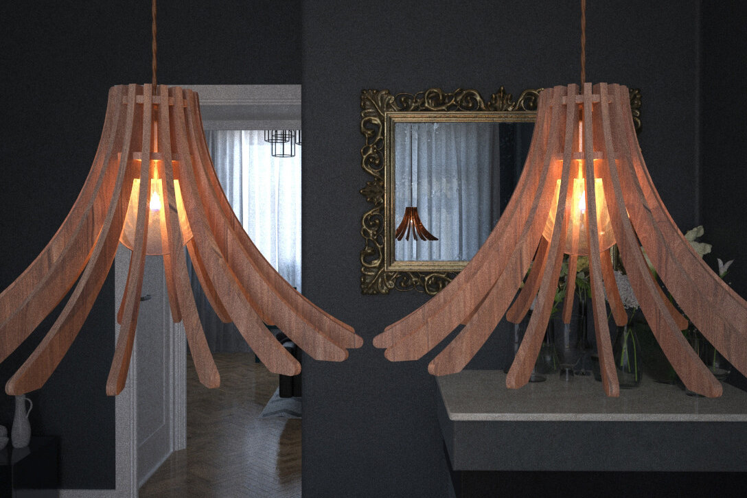 Σετ των 2 Intra απο ξύλο plywood 3mm-4mm πάχος – Ξύλινο Κρεμαστό Φωτιστικό / Κρεμαστό Φωτιστικό 279 Δίασταση  20x20 cm INTRAFABR-53990698