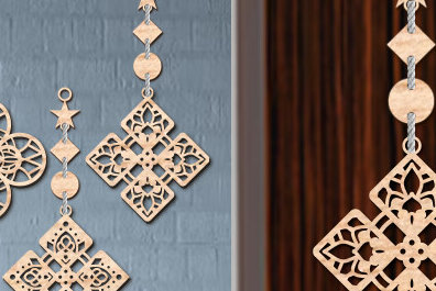 Σετ των 2 Intra απο ξύλο plywood 3mm-4mm πάχος – Ξύλινος Κρεμαστός τοίχος Τέχνη με Δίασταση  20x20 cm INTRAFABR-93706790