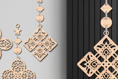 Σετ των 2 Intra απο ξύλο plywood 3mm-4mm πάχος – Ξύλινος Κρεμαστός τοίχος Τέχνη με Δίασταση  20x20 cm INTRAFABR-93706817