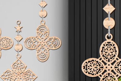 Σετ των 2 Intra απο ξύλο plywood 3mm-4mm πάχος – Ξύλινος Κρεμαστός τοίχος Τέχνη με Δίασταση  20x20 cm INTRAFABR-93850443