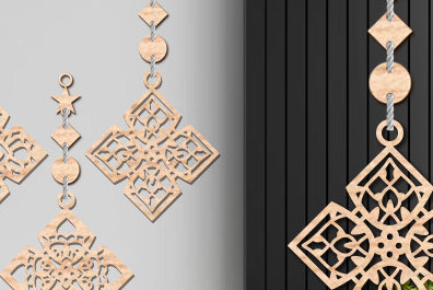 Σετ των 2 Intra απο ξύλο plywood 3mm-4mm πάχος – Ξύλινος Κρεμαστός τοίχος Τέχνη με Δίασταση  20x20 cm INTRAFABR-93850451