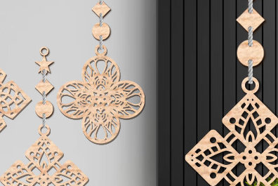 Σετ των 2 Intra απο ξύλο plywood 3mm-4mm πάχος – Ξύλινος Κρεμαστός τοίχος Τέχνη με Δίασταση  20x20 cm INTRAFABR-93850468