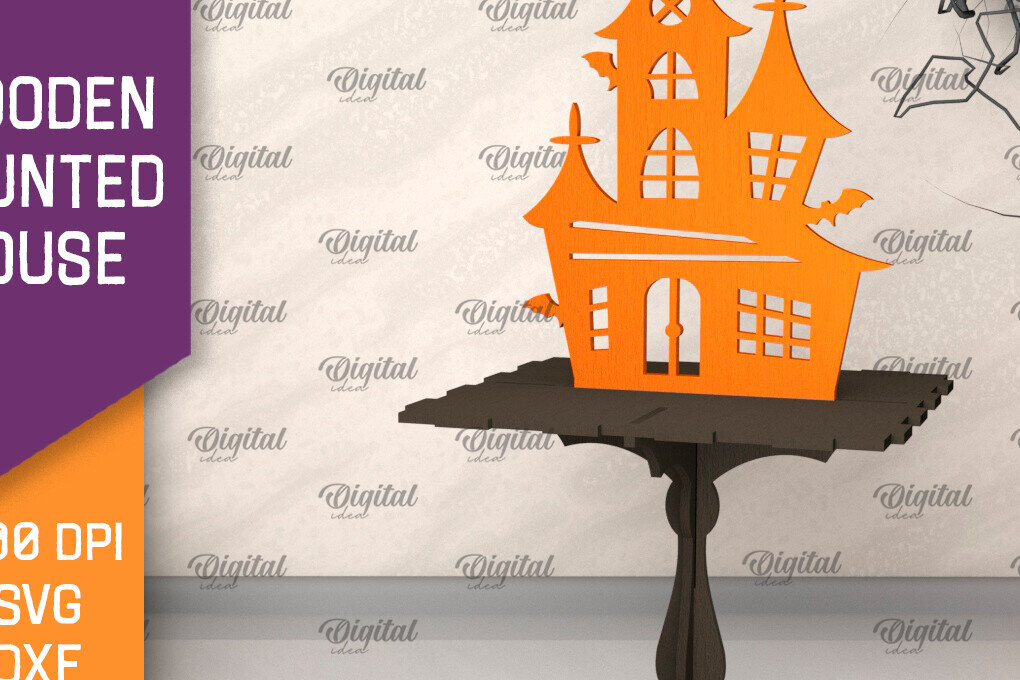 Σετ των 2 Intra απο ξύλο plywood 3mm-4mm πάχος –  κοπής με λέιζερ ξύλινο στοιχειωμένο σπίτι Δίασταση  20x20 cm INTRAFABR-104755875