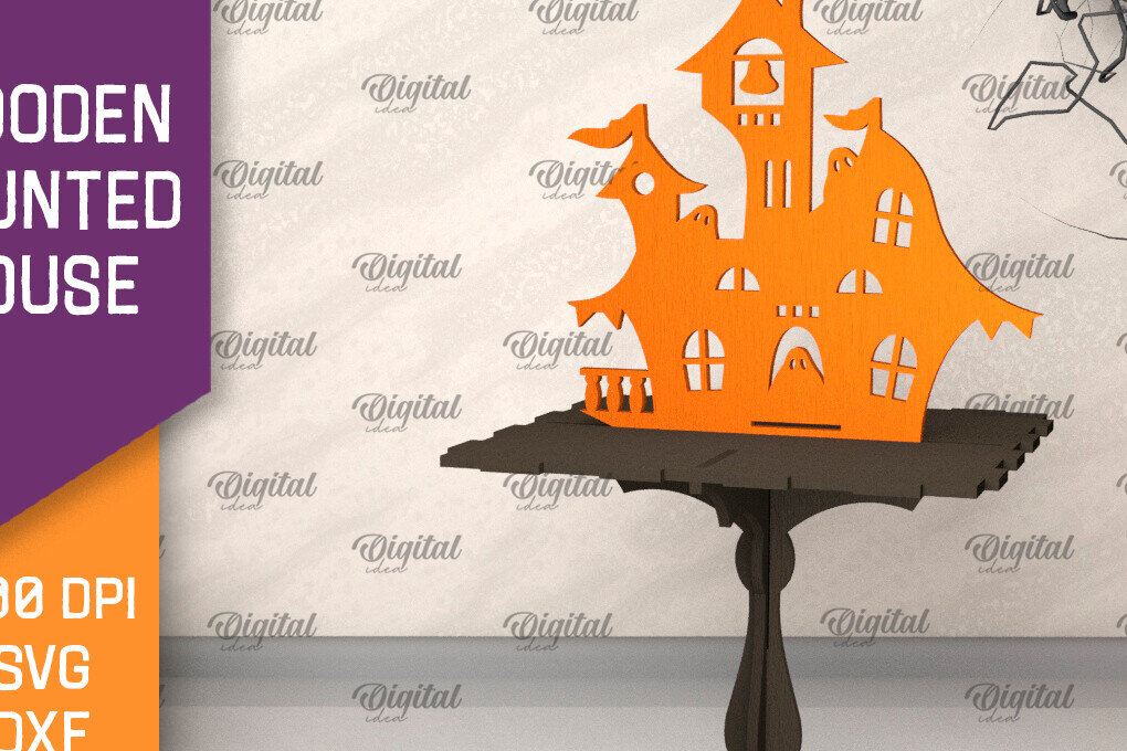 Σετ των 2 Intra απο ξύλο plywood 3mm-4mm πάχος –  κοπής με λέιζερ ξύλινο στοιχειωμένο σπίτι Δίασταση  20x20 cm INTRAFABR-104755908