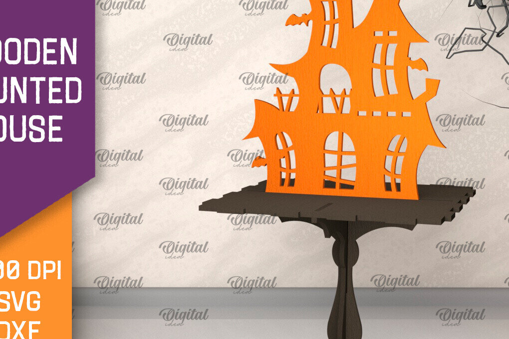 Σετ των 2 Intra απο ξύλο plywood 3mm-4mm πάχος –  κοπής με λέιζερ ξύλινο στοιχειωμένο σπίτι Δίασταση  20x20 cm INTRAFABR-104756015