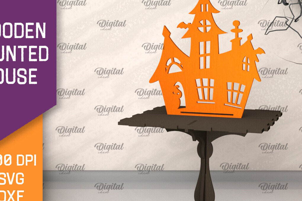 Σετ των 2 Intra απο ξύλο plywood 3mm-4mm πάχος –  κοπής με λέιζερ ξύλινο στοιχειωμένο σπίτι Δίασταση  20x20 cm INTRAFABR-104756055