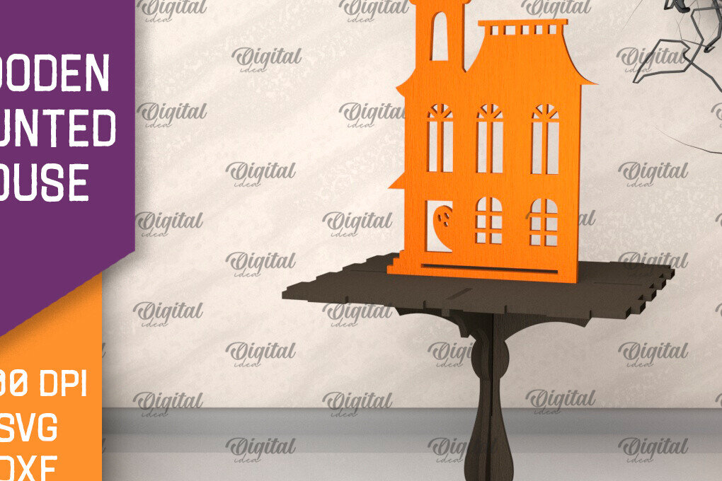 Σετ των 2 Intra απο ξύλο plywood 3mm-4mm πάχος –  κοπής με λέιζερ ξύλινο στοιχειωμένο σπίτι Δίασταση  20x20 cm INTRAFABR-104755172