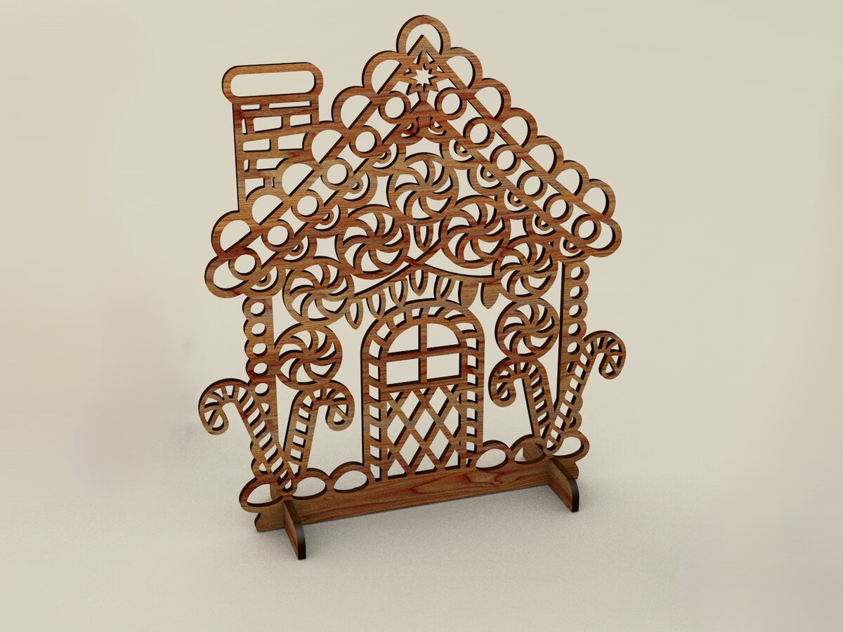 Σετ των 2 Intra απο ξύλο plywood 3mm-4mm πάχος – Χριστουγεννιάτικη διακόσμηση ξύλινου σπιτιού Δίασταση  20x20 cm INTRAFABR-110539634