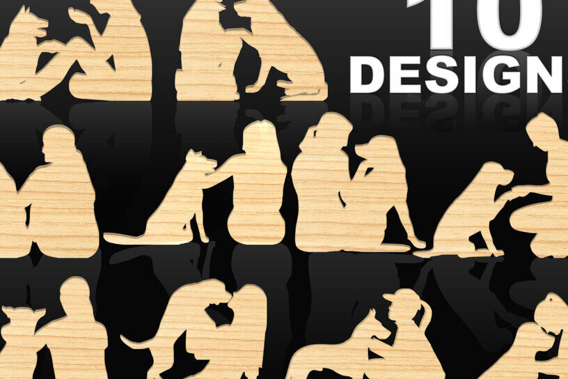 Σετ των 2 Intra απο ξύλο plywood 3mm-4mm πάχος – Ξύλινο πακέτο παζλ για ανθρώπους και κατοικίδια Δίασταση  20x20 cm INTRAFABR-118661564