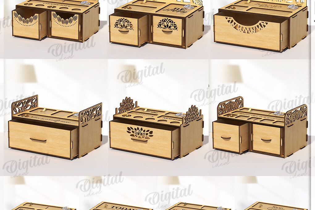 Σετ των 2 Intra απο ξύλο plywood 3mm-4mm πάχος – Ξύλινα κουτιά κοσμημάτων Δέσμη κοπής με λέιζερ Δίασταση  20x20 cm INTRAFABR-119198147