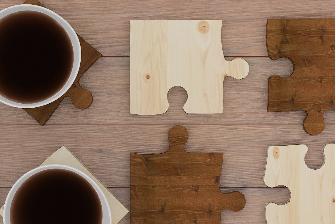 Σετ των 2 Intra απο ξύλο plywood 3mm-4mm πάχος – Ξύλινο παζλ σουβέρ 4 τεμαχίων Δίασταση  20x20 cm INTRAFABR-42349937