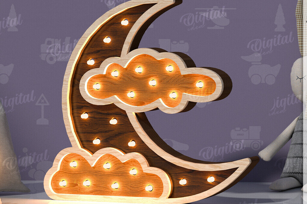 Σετ των 2 Intra απο ξύλο plywood 3mm-4mm πάχος – Ξύλινο Παιδικό Led Nightlight Laser Δίασταση  20x20 cm INTRAFABR-119078090