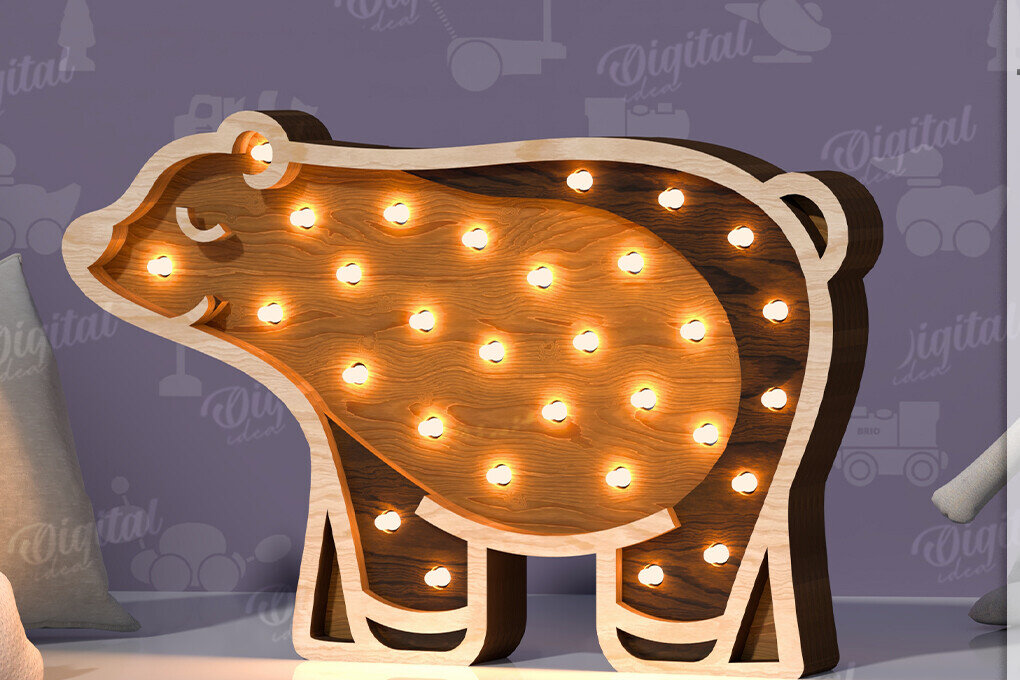 Σετ των 2 Intra απο ξύλο plywood 3mm-4mm πάχος – Ξύλινο Παιδικό Led Nightlight Laser Δίασταση  20x20 cm INTRAFABR-119078207