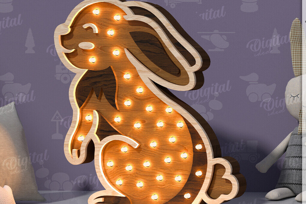 Σετ των 2 Intra απο ξύλο plywood 3mm-4mm πάχος – Ξύλινο Παιδικό Led Nightlight Laser Δίασταση  20x20 cm INTRAFABR-119078278