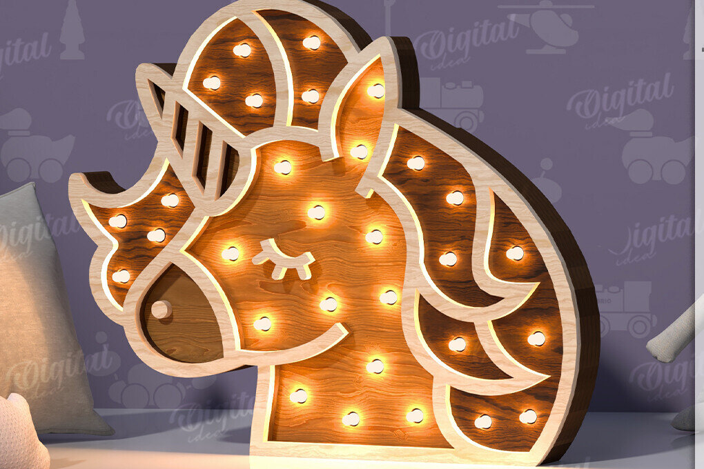 Σετ των 2 Intra απο ξύλο plywood 3mm-4mm πάχος – Ξύλινο Παιδικό Led Nightlight Laser Δίασταση  20x20 cm INTRAFABR-119078318