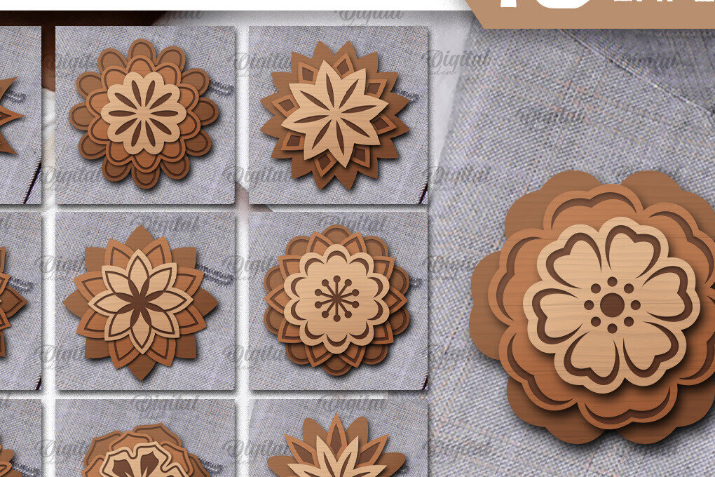 Σετ των 2 Intra απο ξύλο plywood 3mm-4mm πάχος – Ξύλινες καρφίτσες πέτο Δέσμη κοπής με λέιζερ Δίασταση  20x20 cm INTRAFABR-98652694