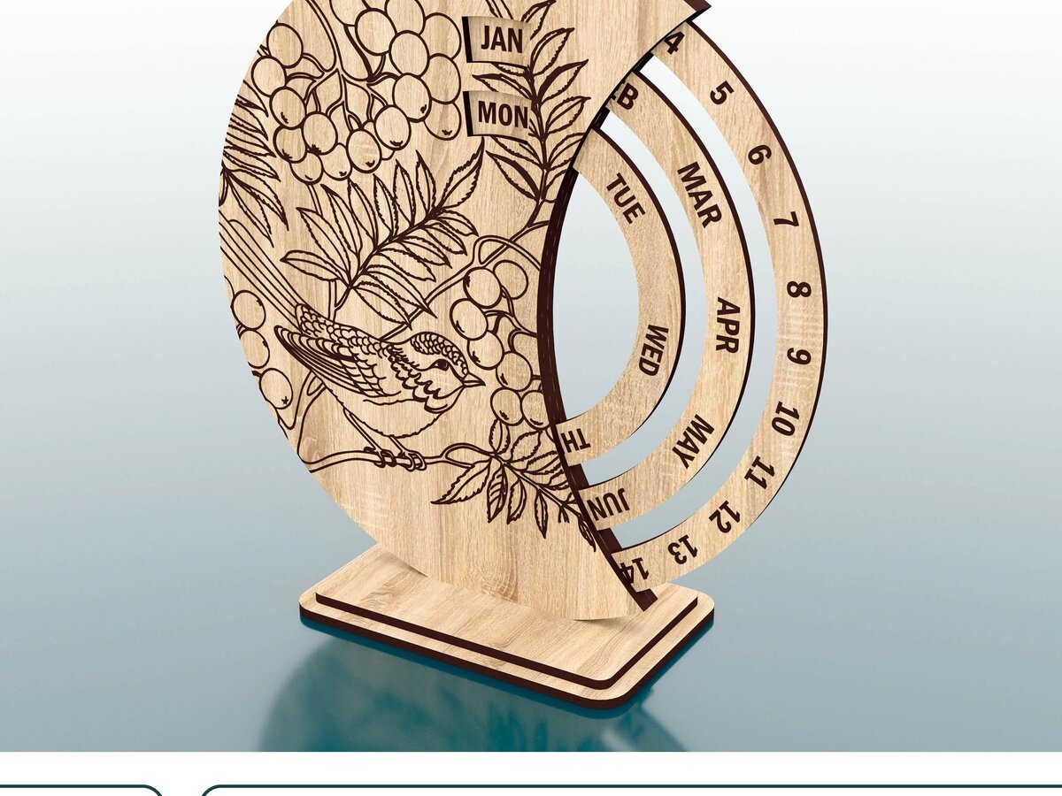 Σετ των 2 Intra απο ξύλο plywood 3mm-4mm πάχος – Ξύλινο Perpetual Calendar Δίασταση  20x20 cm INTRAFABR-47679274