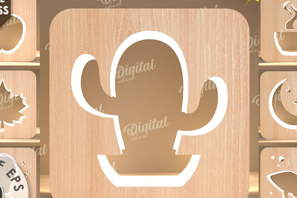 Σετ των 2 Intra απο ξύλο plywood 3mm-4mm πάχος – Ξύλινη δέσμη κοπής με λέιζερ Led Nightlights Δίασταση  20x20 cm INTRAFABR-109503235