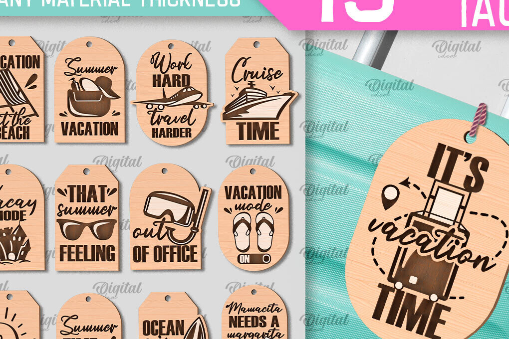 Σετ των 2 Intra απο ξύλο plywood 3mm-4mm πάχος – Ξύλινες ετικέτες αποσκευών Δέσμη κοπής με λέιζερ Δίασταση  20x20 cm INTRAFABR-97084859