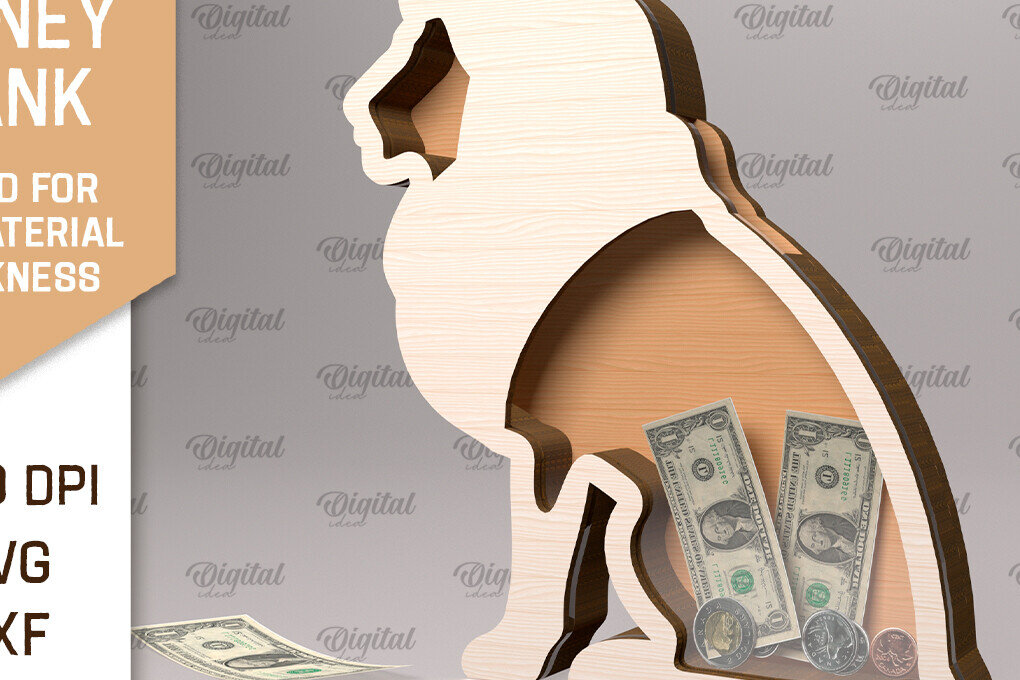 Σετ των 2 Intra απο ξύλο plywood 3mm-4mm πάχος – Ξύλινη τράπεζα χρημάτων με λέιζερ. Lion Δίασταση  20x20 cm INTRAFABR-91976818