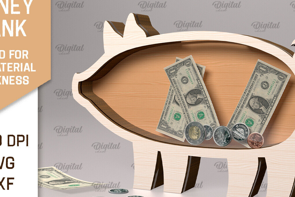 Σετ των 2 Intra απο ξύλο plywood 3mm-4mm πάχος – Ξύλινη τράπεζα χρημάτων με λέιζερ. Pig Δίασταση  20x20 cm INTRAFABR-91976662