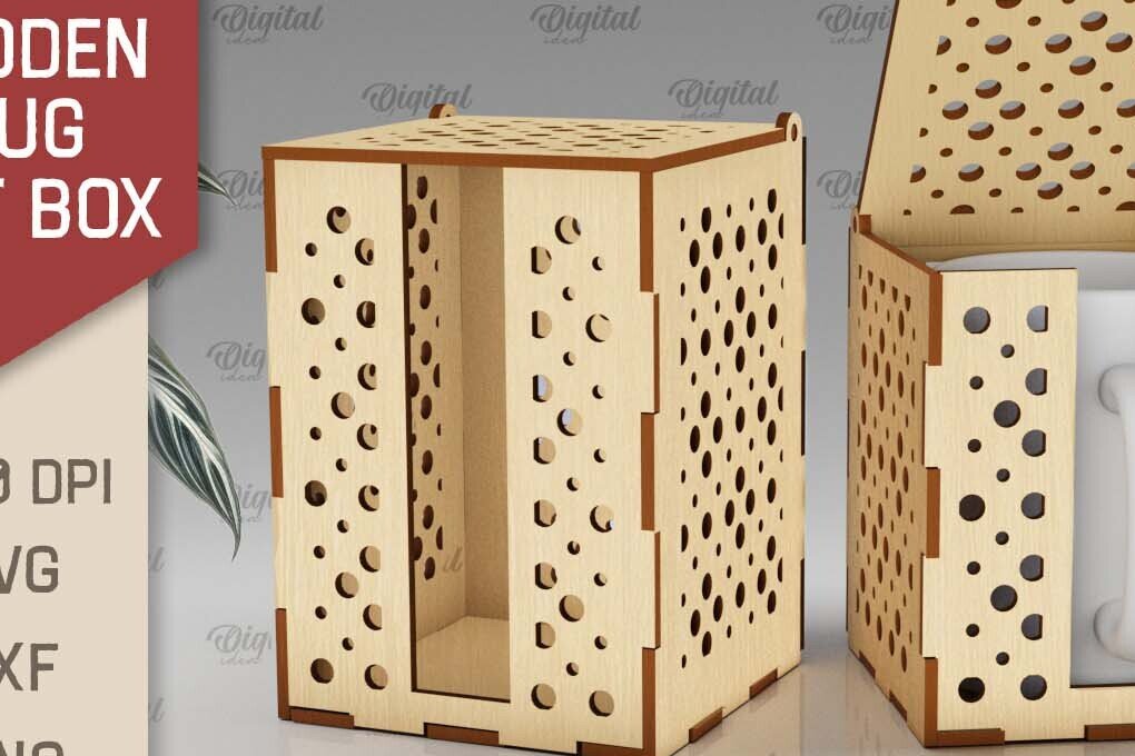 Σετ των 2 Intra απο ξύλο plywood 3mm-4mm πάχος – Ξύλινο κουτί δώρου κούπα  κοπής με λέιζερ Δίασταση  20x20 cm INTRAFABR-102381103