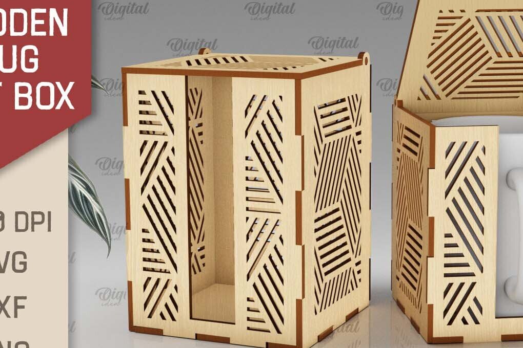 Σετ των 2 Intra απο ξύλο plywood 3mm-4mm πάχος – Ξύλινο κουτί δώρου κούπα  κοπής με λέιζερ Δίασταση  20x20 cm INTRAFABR-102380964