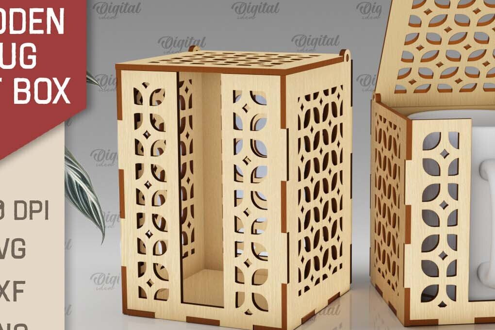 Σετ των 2 Intra απο ξύλο plywood 3mm-4mm πάχος – Ξύλινο κουτί δώρου κούπα  κοπής με λέιζερ Δίασταση  20x20 cm INTRAFABR-102380997