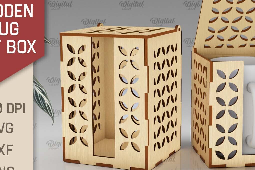 Σετ των 2 Intra απο ξύλο plywood 3mm-4mm πάχος – Ξύλινο κουτί δώρου κούπα  κοπής με λέιζερ Δίασταση  20x20 cm INTRAFABR-102381030