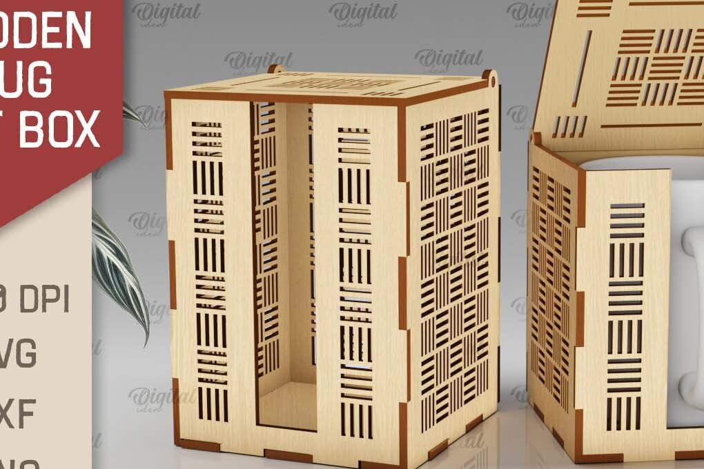 Σετ των 2 Intra απο ξύλο plywood 3mm-4mm πάχος – Ξύλινο κουτί δώρου κούπα  κοπής με λέιζερ Δίασταση  20x20 cm INTRAFABR-102380517