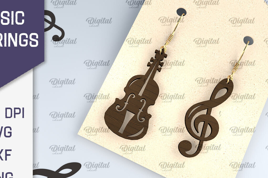 Σετ των 3 Intra απο ξύλο plywood 3mm-4mm πάχος – Ξύλινα Μουσικά Σκουλαρίκια  κοπής με λέιζερ Δίασταση  5x5 cm INTRAFABR-107830424