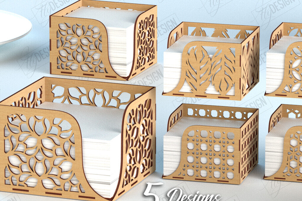 Σετ των 2 Intra απο ξύλο plywood 3mm-4mm πάχος – Πακέτο θήκης ξύλινης χαρτοπετσέτας | Αρχεία CNC Δίασταση  20x20 cm INTRAFABR-118284259